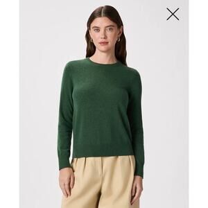 Quince Mongolian Cashmere Crewneck Sweater in Everglade Green